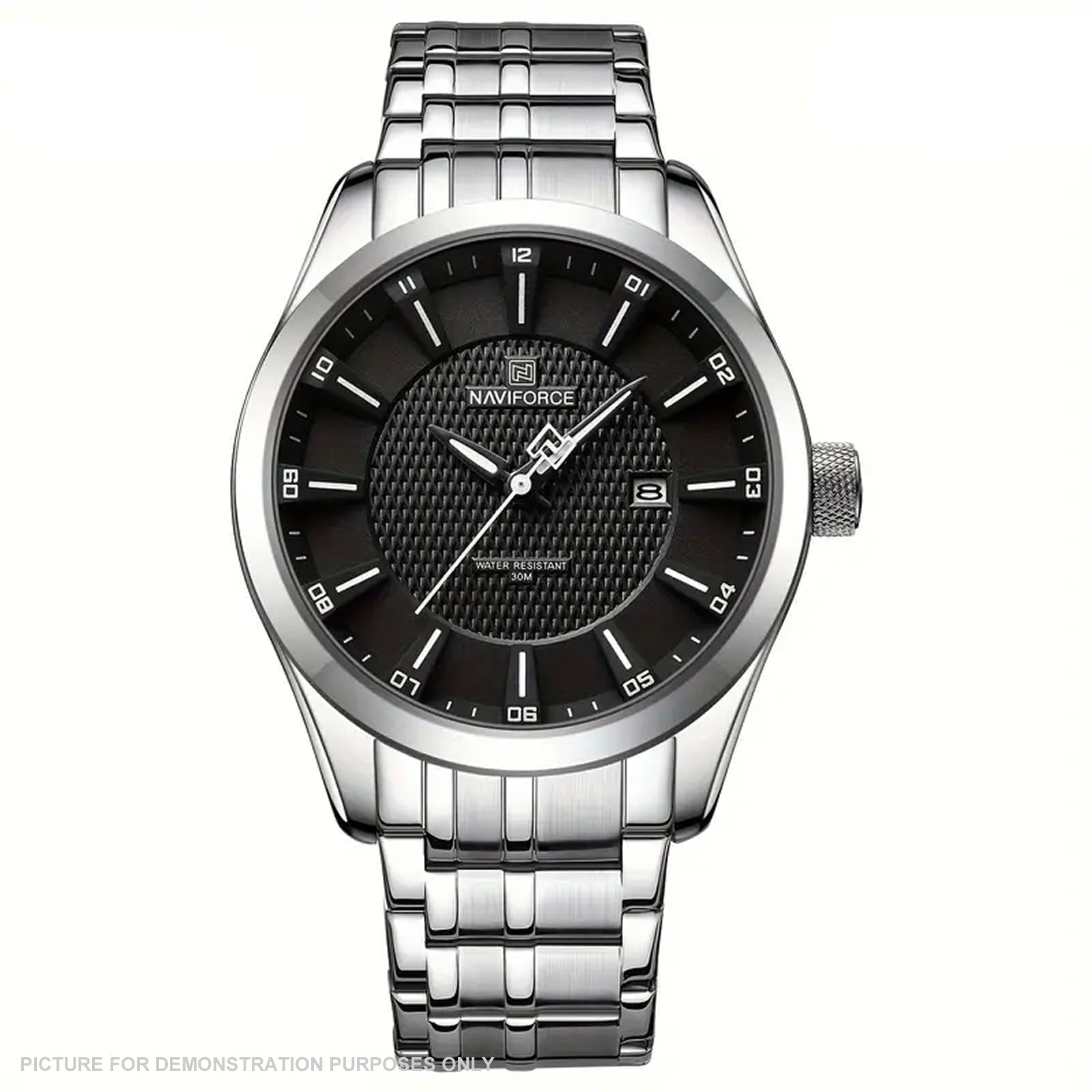 NAVIFORCE NF8032 Sports Watch - Stainless Steel with Black Dial